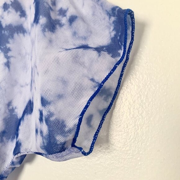 Sheer Mesh Short Sleeve Cloud Cover Up Top Y2K Grunge Light Fairy Whimsigoth - Picture 5 of 14